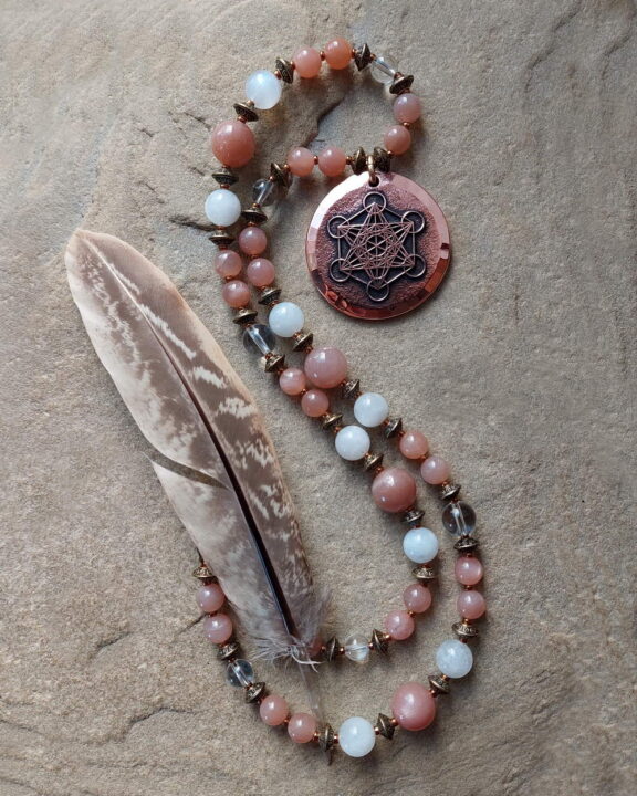 Sacred geometry jewellery with Metatron pendant on a healing crystal necklace