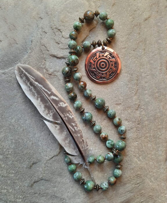 Kornkreis Anhänger Edelsteinkette Heilsteinschmuck