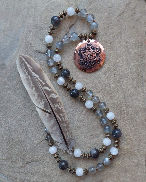 Energy jewellery: Metatron pendant on necklace with Moonstone and Labradorite