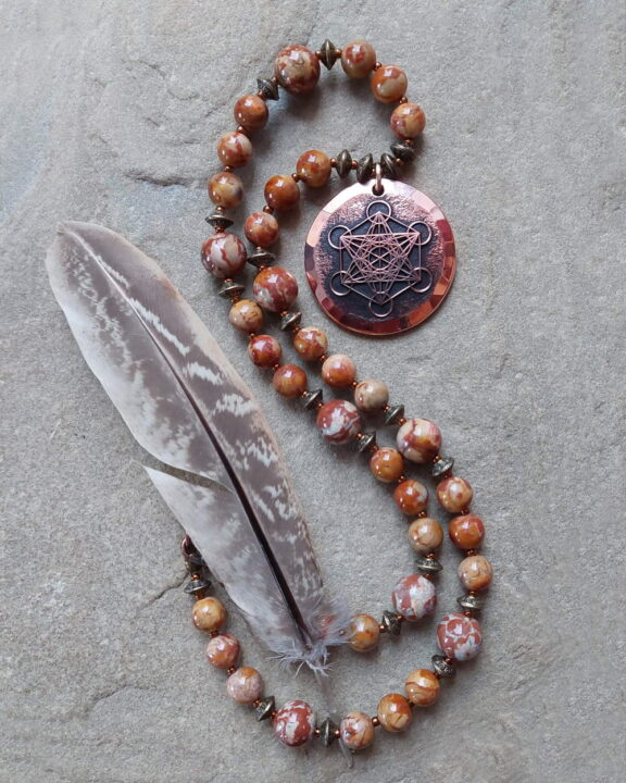 Guardian angel jewellery with Metatron pendant on a crystal bead necklace