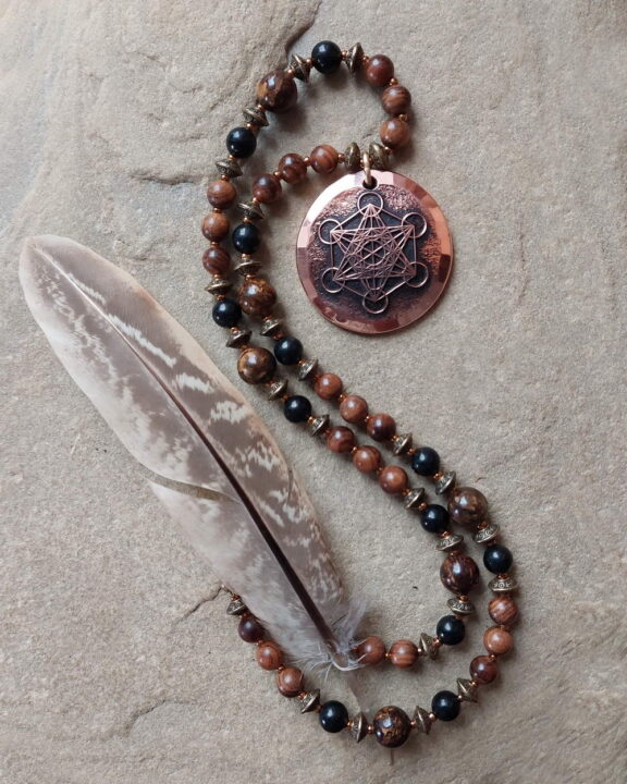 Energy jewellery with Metatron pendant amd of copper - on a healing crystal necklace