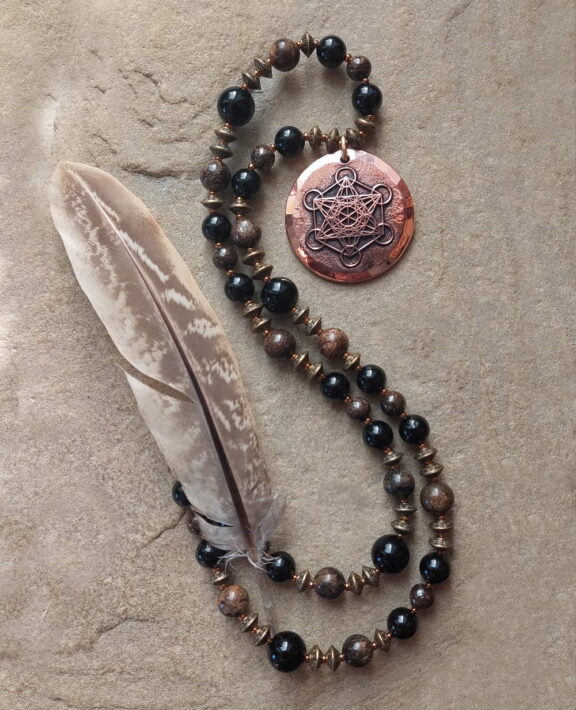 Healing crystal necklace with Metatron pendant - elegant copper jewelry