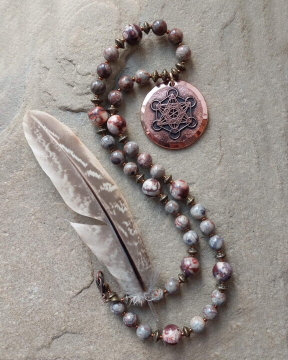 Elegant healing crystal necklace with Metatron pendant - beautiful copper jewellery