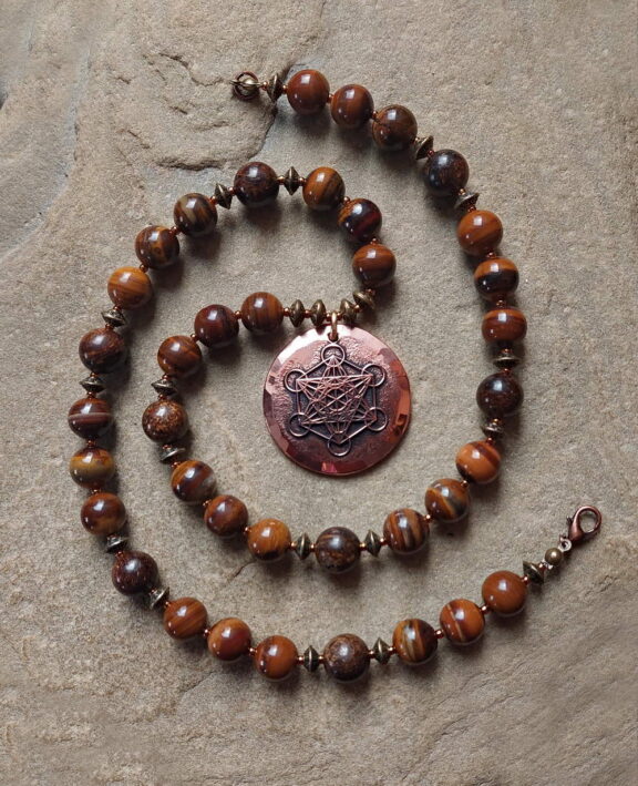 Tigereisenkette mit Metatron-Anhänger aus Kupfer - edler Kupferschmuck im Boho-Stil