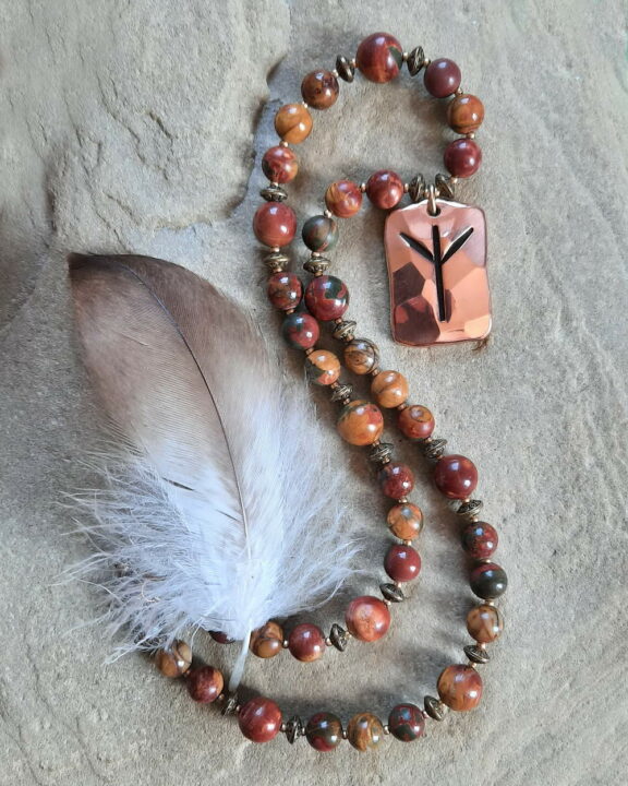 Rune Algiz Anhänger Edelsteinkette Heilsteinschmuck
