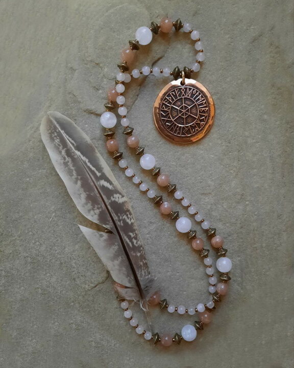 Runenschutzkreis Anhänger Edelsteinkette Heilsteinschmuck