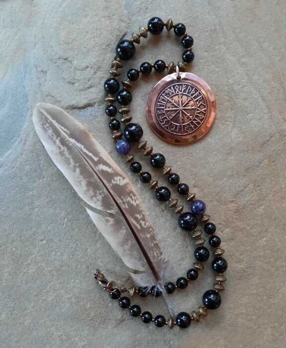 Runenschutzkreis Anhänger Edelsteinkette Heilsteinschmuck