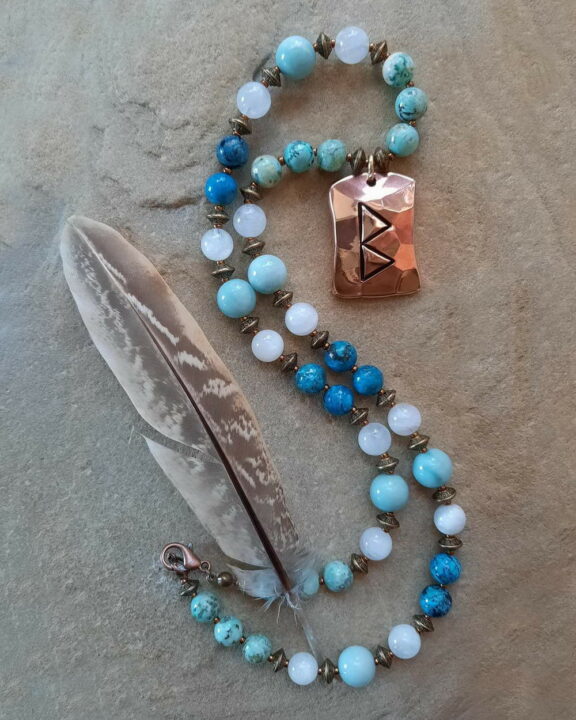 Rune Berkana Anhänger Edelsteinkette Heilsteinschmuck