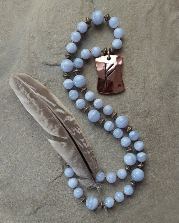 Rune Fehu Anhänger Edelsteinkette Heilsteinschmuck