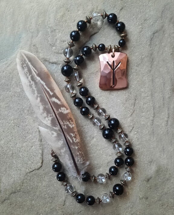 Rune Algiz Anhänger Edelsteinkette Heilsteinschmuck