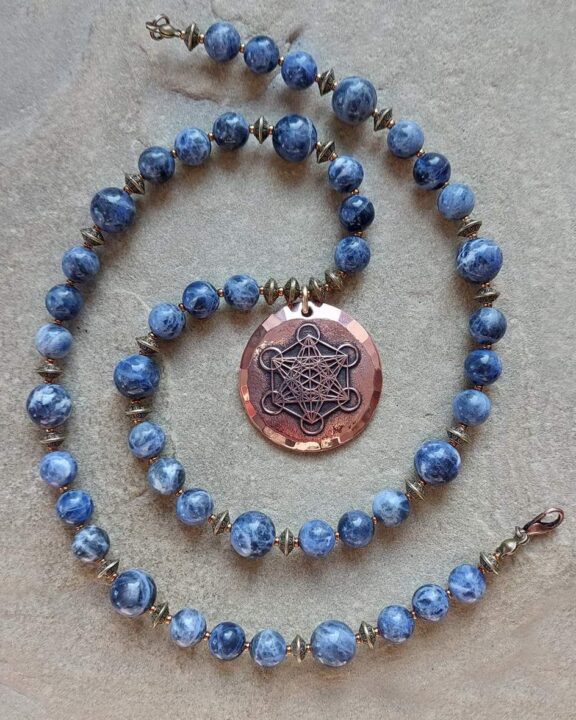 Metatron pendant made of copper on Sodalite necklace - spiritual jewellery