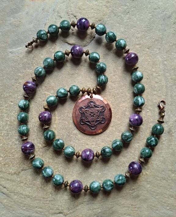 Seraphinitkette mit Metatron-Anhänger - spiritueller Schmuck für Yoga und Reiki