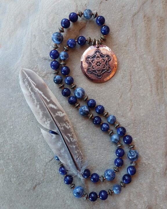 Healing crystal jewellery: Archangel Metatron pendant on Sodalite necklace - handcrafted