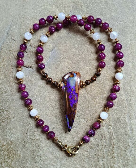 Boulderopal Anhänger Edelsteinkette Heilsteinschmuck