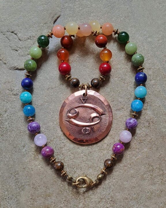 Krebs Amulett Anhänger Edelsteinkette Heilsteinschmuck