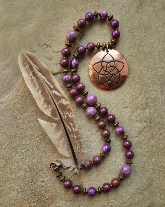 Phosphosiderit Venus Venusblume Amulett Kette Kupferschmuck Schutzsymbol Göttin der Liebe Yoga Reiki