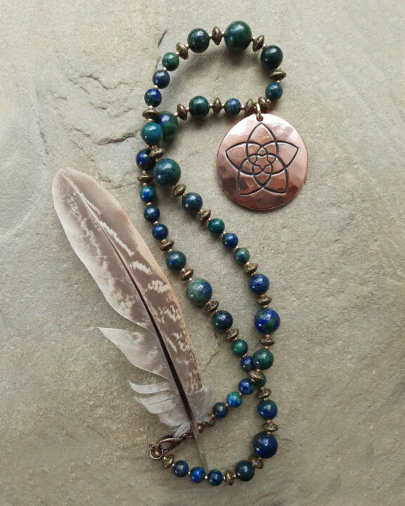 Chrysokoll Venus Venusblume Amulett Kupferamulett Kupferschmuck Heilsteine Schutzsymbol Symbole