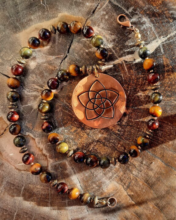 Tigerauge Venus Venusblume Amulett Kupferschmuck Schmuck Kupfer Energie Engel Symbole