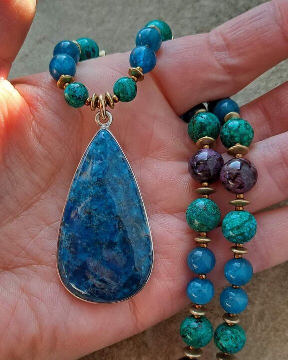 Apatitkette mit Edelsteinperlen - edler Schmuck