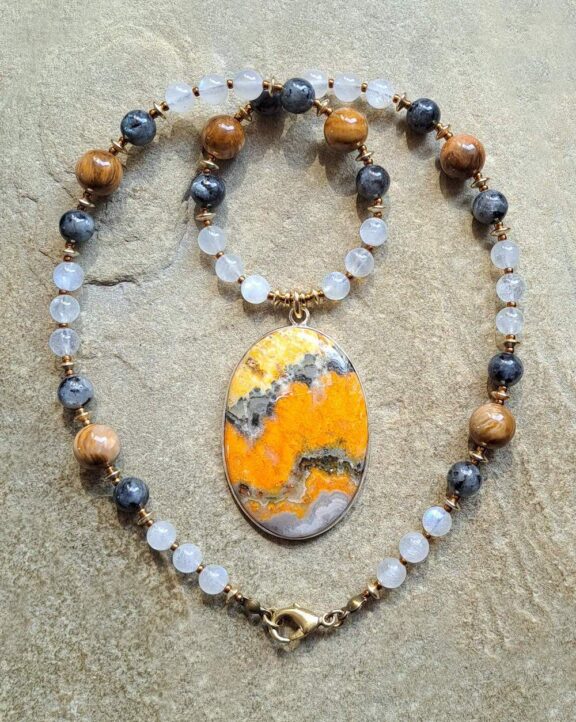 Bumblebee jasper pendant on a healing crystal necklace - ideal meditation stone