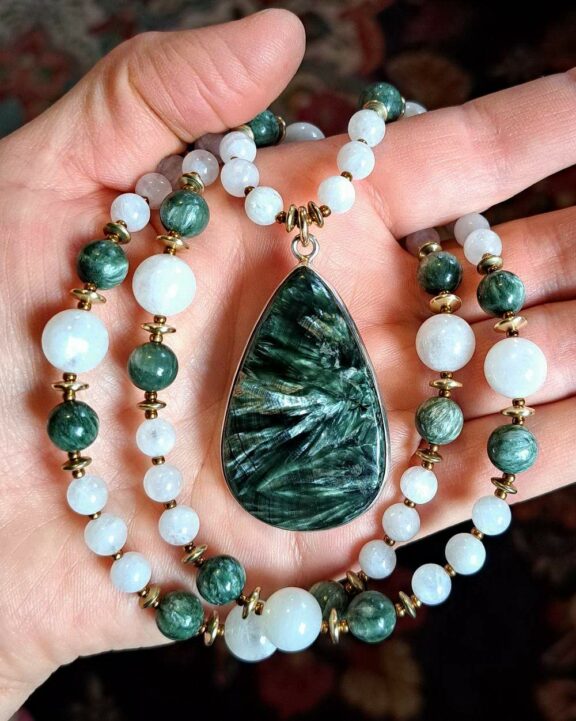 Seraphinit Amulett Anhänger Edelsteinkette Heilsteinschmuck