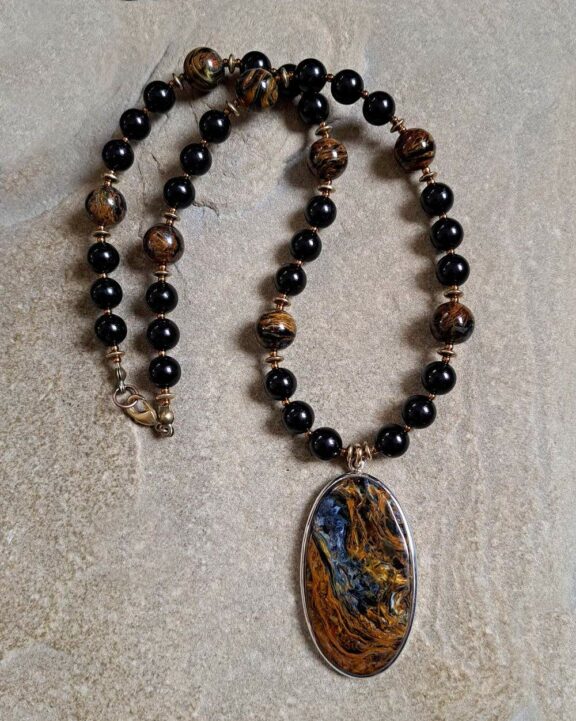 Pietersit Amulett Anhänger Edelsteinkette Heilsteinschmuck
