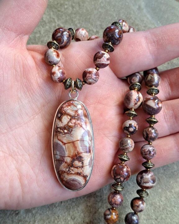 Jasper necklace combined with healing stone beads - fine jewelry
