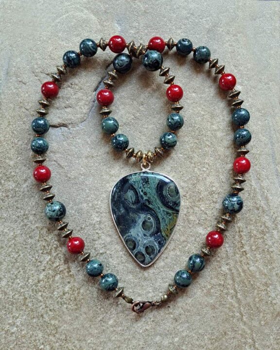 Kabamba japser necklace with healing crystal beads - fine jewelry
