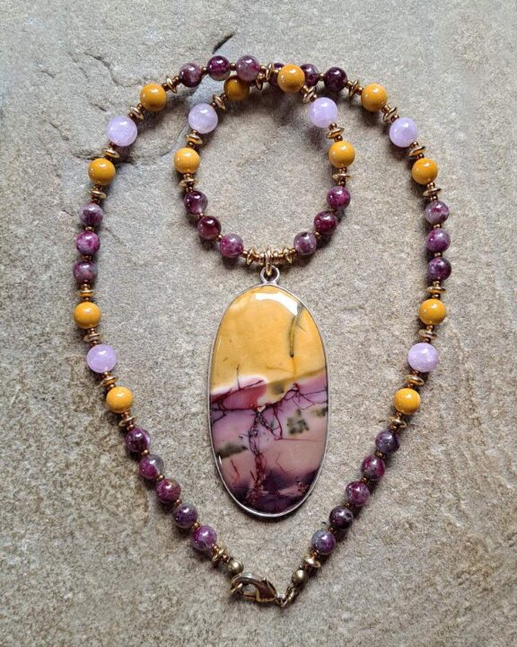 Mookaite pendant on a healing crystal necklace - perfect Reiki accessories