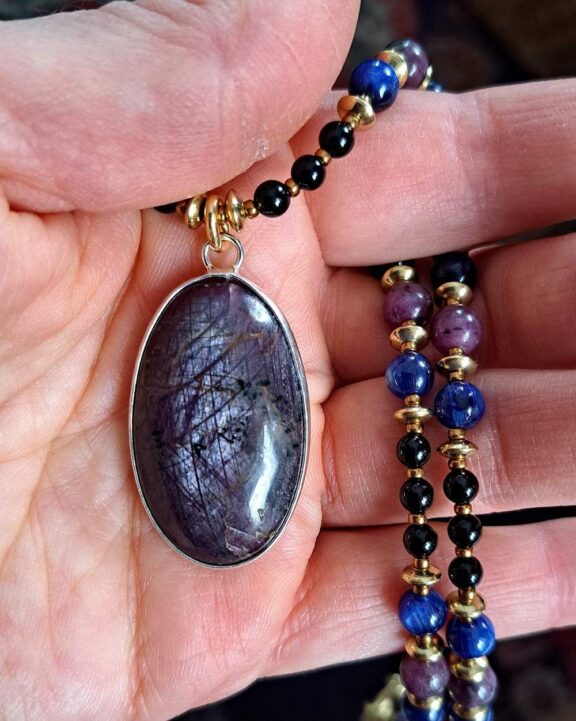 Ruby necklace combined with healing stone beads - energy jewellery