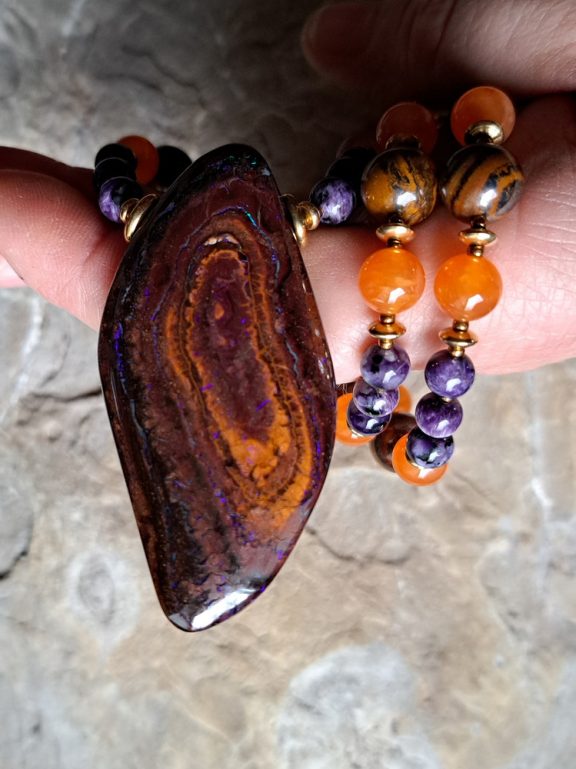 Matrixopal Amulett Anhänger Edelsteinkette Heilsteinschmuck