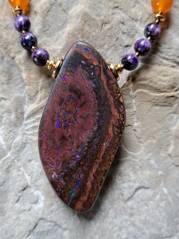 Matrixopal Amulett Anhänger Edelsteinkette Heilsteinschmuck