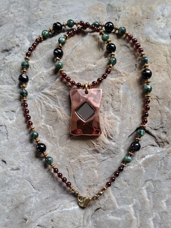 Spiegelamulett Anhänger Edelsteinkette Heilsteinschmuck