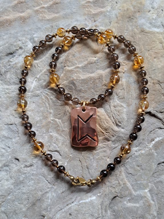 Rune Perthro Anhänger Edelsteinkette Heilsteinschmuck
