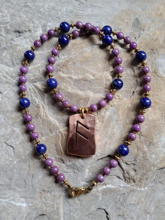 Rune Ansuz Anhänger Edelsteinkette Heilsteinschmuck