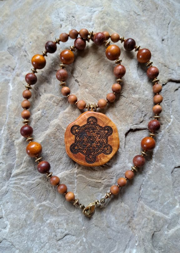 Metatron Amulett Kirschbaumperle Anhänger Edelsteinkette Heilsteinschmuck