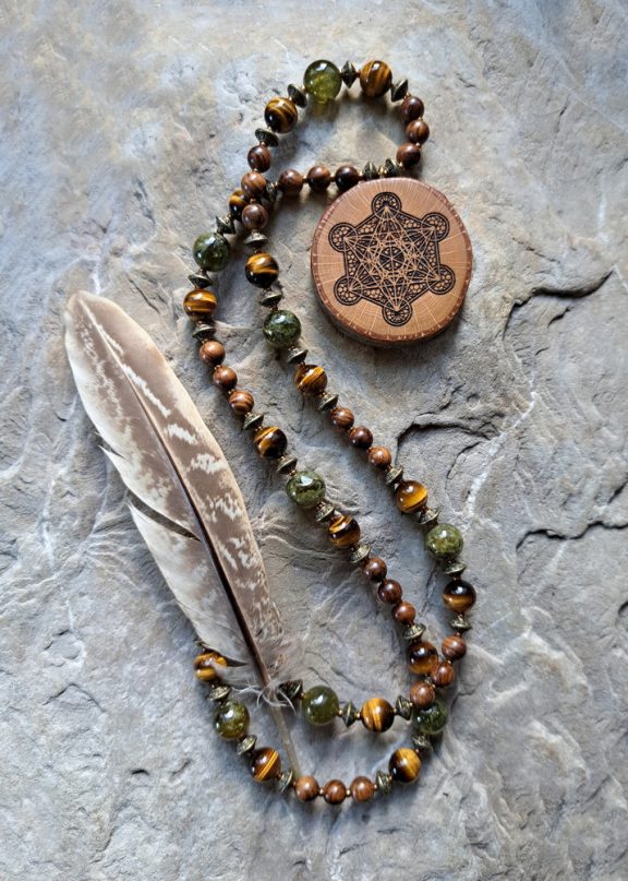 Metatron Amulett Buchenholz Anhänger Edelsteinkette Heilsteinschmuck