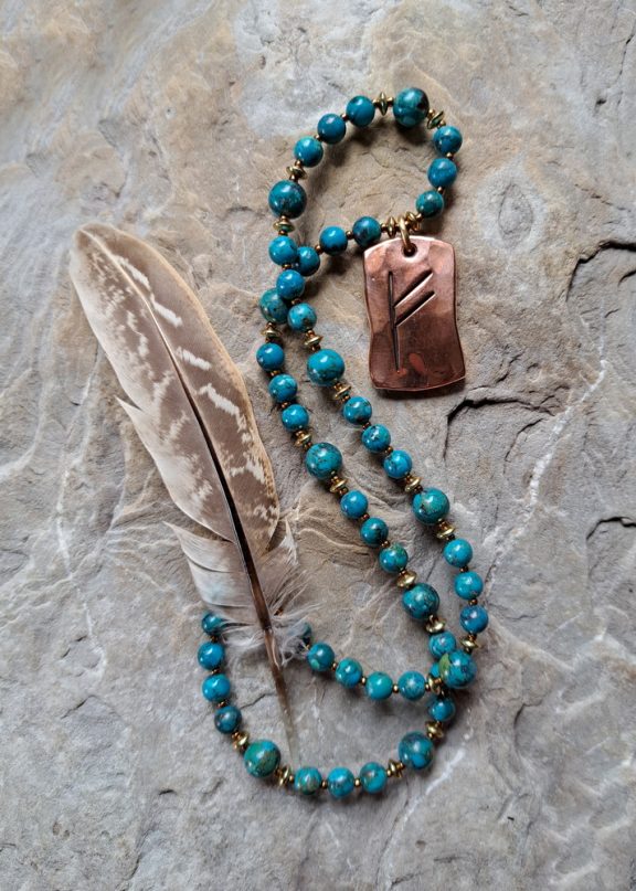 Rune Fehu Anhänger Edelsteinkette Heilsteinschmuck