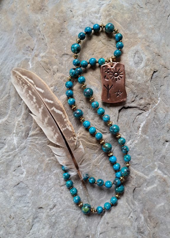 Rune Algiz Anhänger Edelsteinkette Heilsteinschmuck