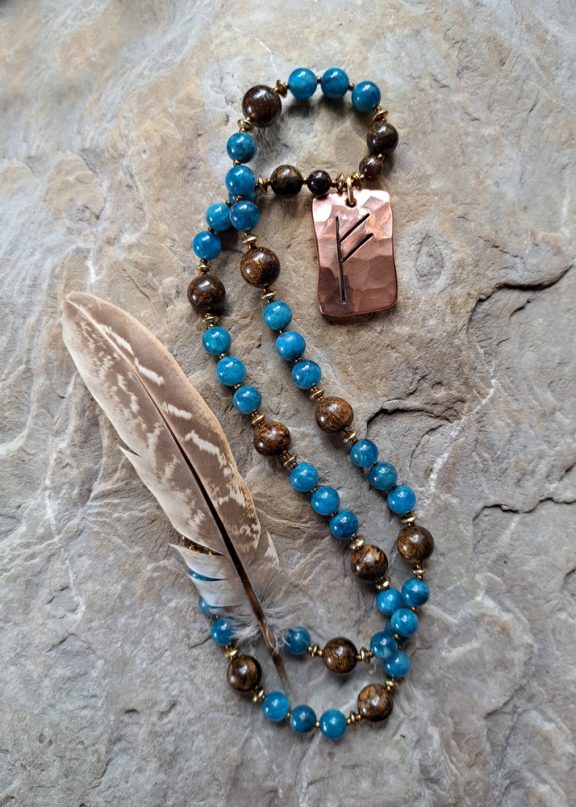 Rune Fehu Anhänger Edelsteinkette Heilsteinschmuck