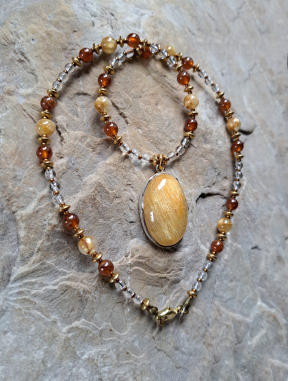 Rutilquarz Amulett Anhänger Edelsteinkette Heilsteinschmuck