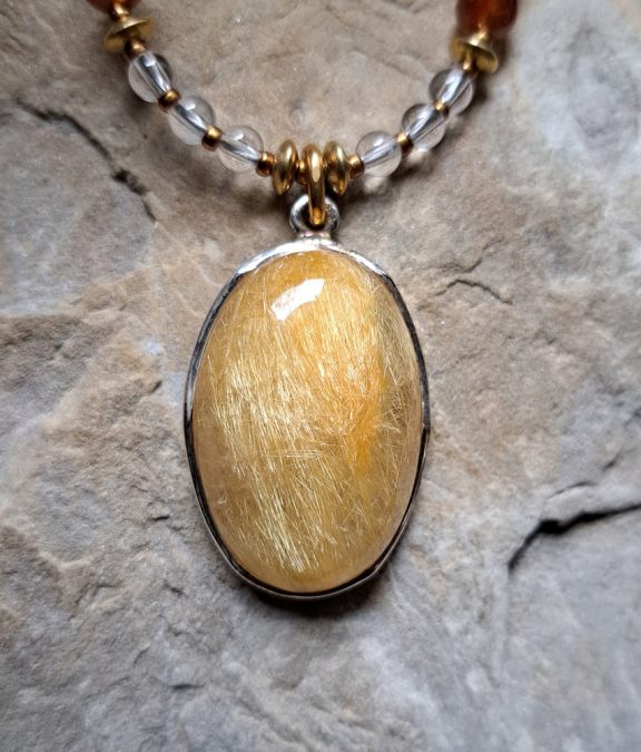 Rutilquarz Amulett Anhänger Edelsteinkette Heilsteinschmuck