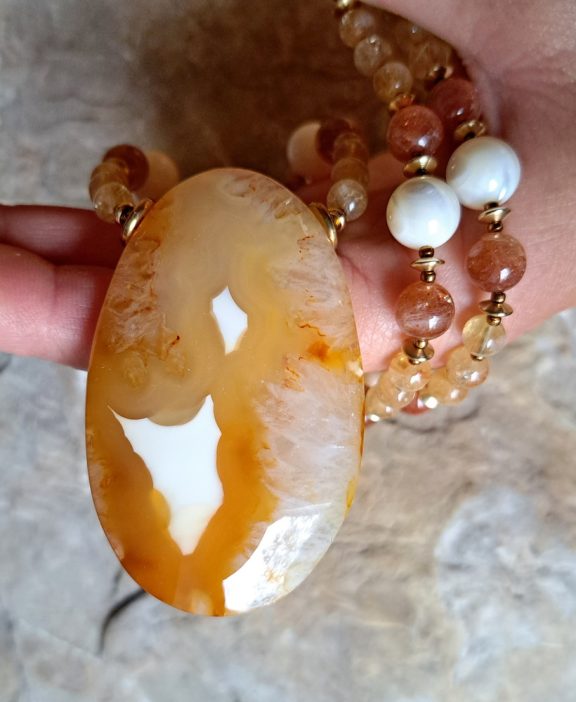 Achat Amulett Anhänger Edelsteinkette Heilsteinschmuck