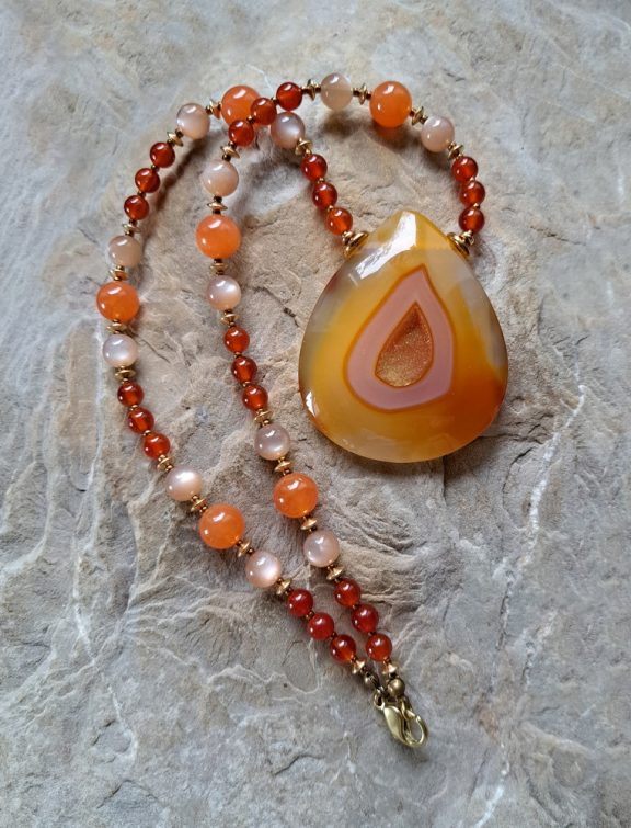 Achat Amulett Anhänger Edelsteinkette Heilsteinschmuck