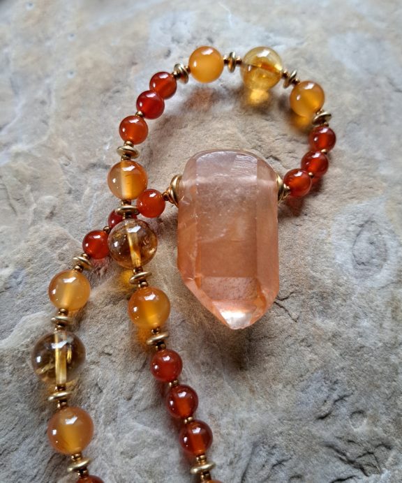 Lemuria Kristall Golden Healer Amulett Anhänger Edelsteinkette Heilsteinschmuck