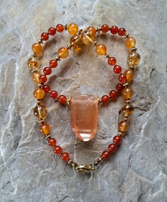 Lemuria Kristall Golden Healer Amulett Anhänger Edelsteinkette Heilsteinschmuck