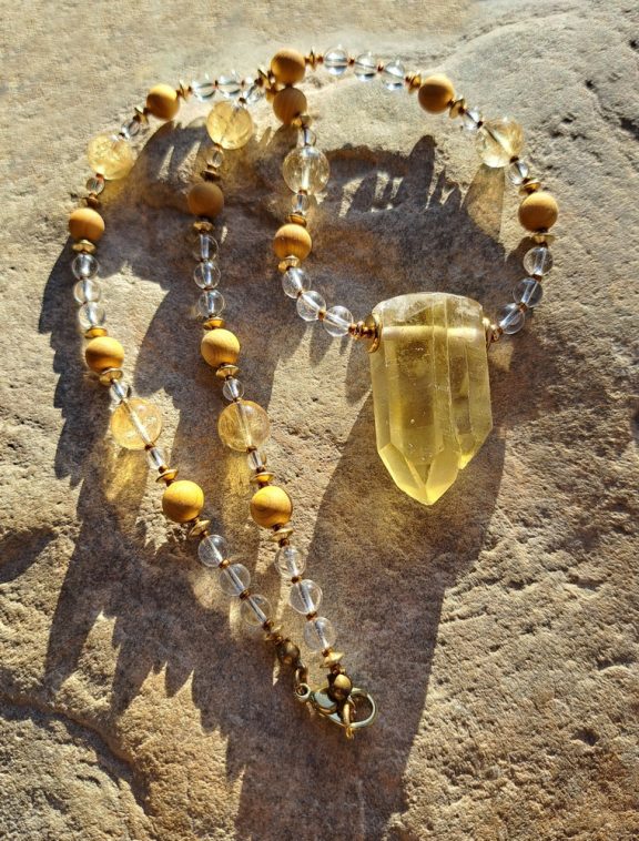 Citrin Spitze Anhänger Edelsteinkette Heilsteinschmuck