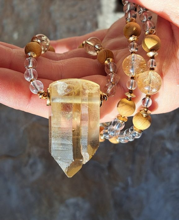 Citrin Spitze Anhänger Edelsteinkette Heilsteinschmuck
