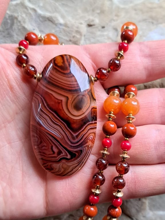Achat Amulett Anhänger Edelsteinkette Heilsteinschmuck