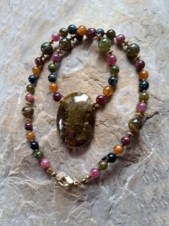 Grossular Amulett Anhänger Edelsteinkette Heilsteinschmuck